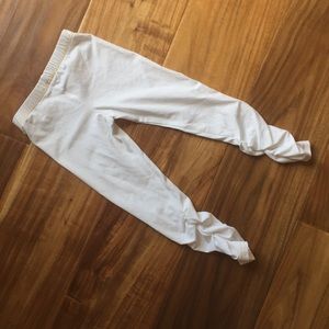 Catimini scrunched white leggings with gold thread